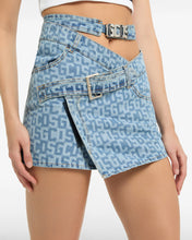 Load image into Gallery viewer, Belted Monogram Denim Skirt
