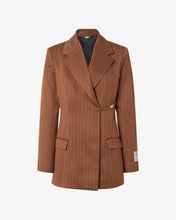 Carica l'immagine nel visualizzatore di Gallery, Pinstripe Clip Blazer | Women Coats & Jackets Brown | GCDS®