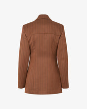 Carica l'immagine nel visualizzatore di Gallery, Pinstripe Clip Blazer | Women Coats & Jackets Brown | GCDS®