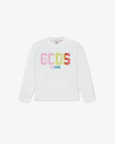 Junior Logo Long Sleeves T-Shirt | Girl T-Shirts White | GCDS®