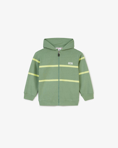 Junior Gcds Low Logo Band Zip-Up Hoodie | Unisex Hoodie Green | GCDS®