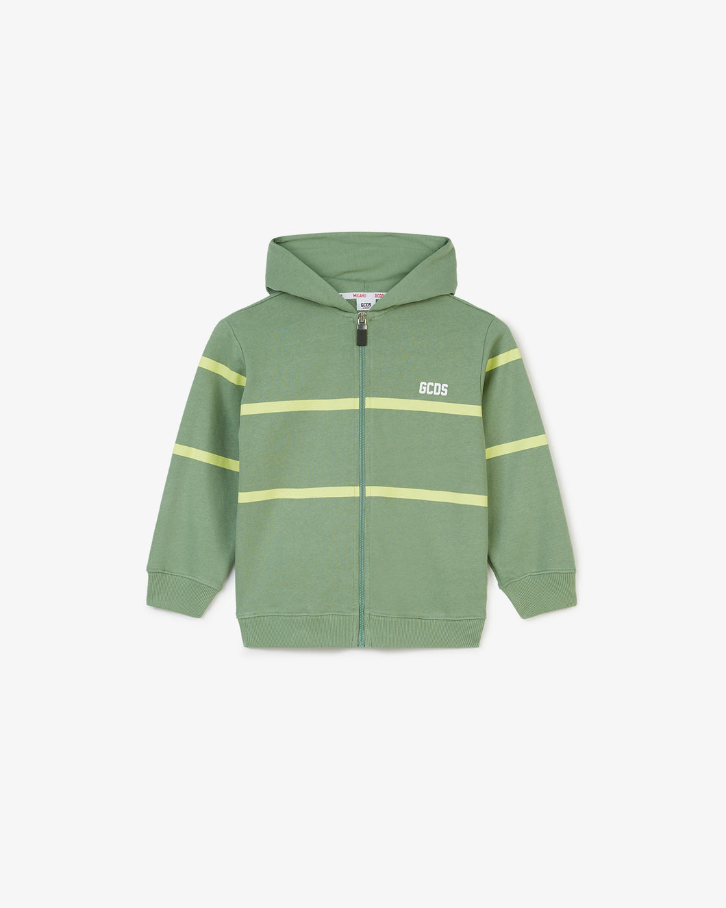 Junior Gcds Low Logo Band Zip-Up Hoodie | Unisex Hoodie Green | GCDS®