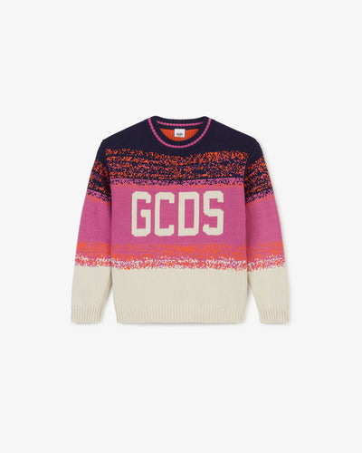 Junior Gcds Logo Striped Cotton Sweater | Unisex Knitwear Off White | GCDS®