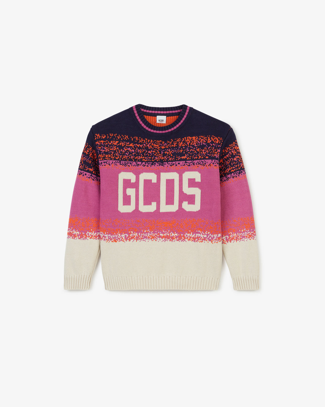 Junior Gcds Logo Striped Cotton Sweater | Unisex Knitwear Off White | GCDS®