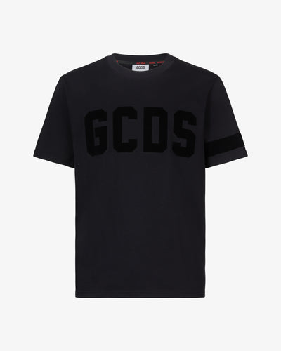 Gcds Logo Velvet T-Shirt | Men T-shirts Black | GCDS®