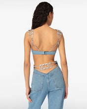 Load image into Gallery viewer, Gcds Bling Denim Bra | Women Tops Light Blue | GCDS®
