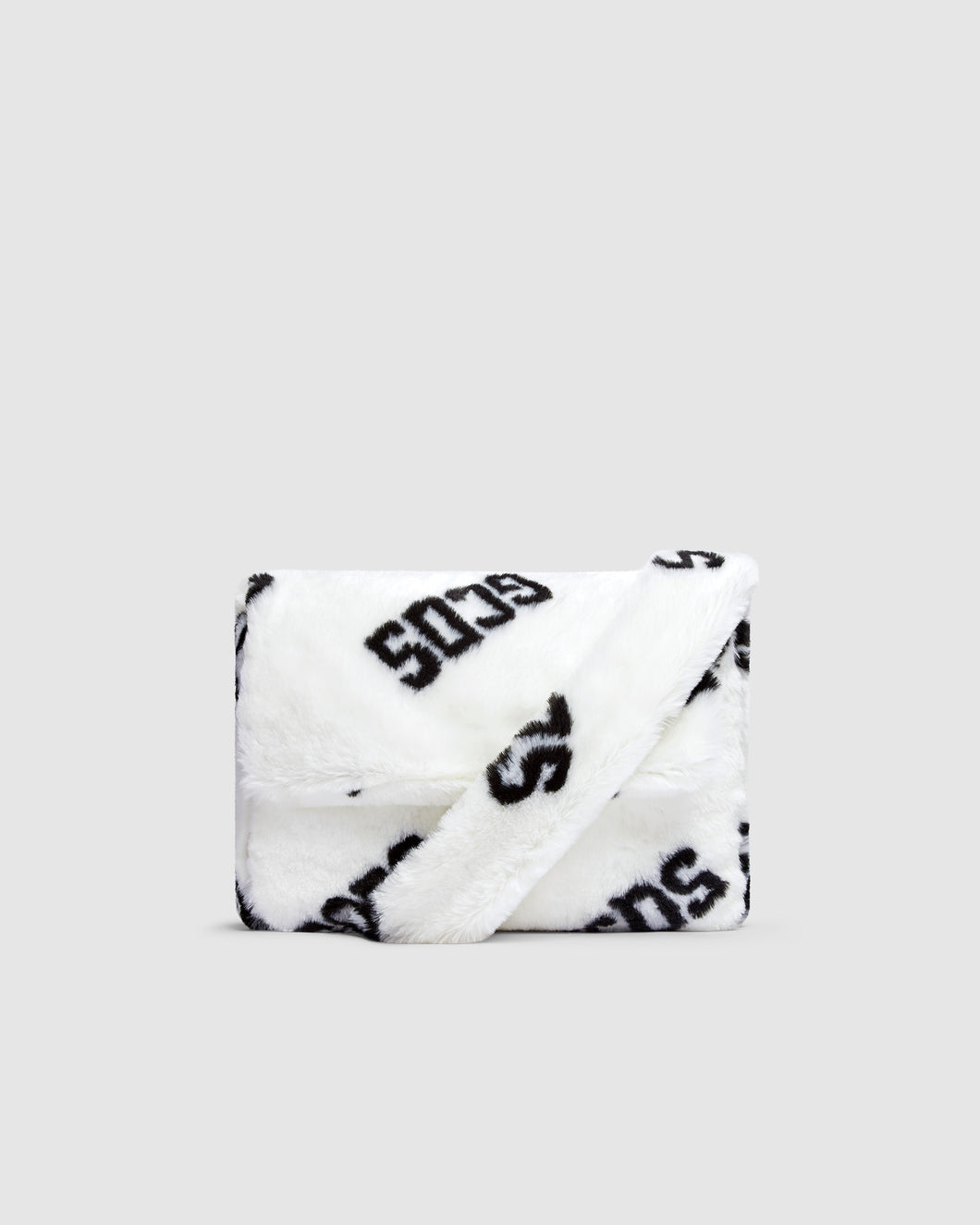Gcds faux fur messenger bag: Men Bags White | GCDS
