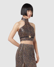 Load image into Gallery viewer, Leopard sequin neck top: Women Tops Multicolor | GCDS
