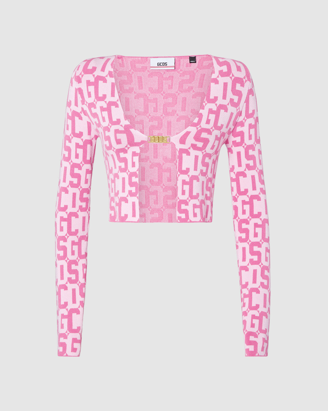 Gcds monogram jacquard mini cardigan: Women Knitwear Pink | GCDS