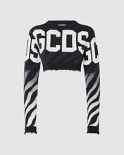 Load image into Gallery viewer, Zebra cropped sweater: Women Knitwear Black | GCDS
