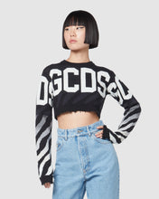 Load image into Gallery viewer, Zebra cropped sweater: Women Knitwear Black | GCDS
