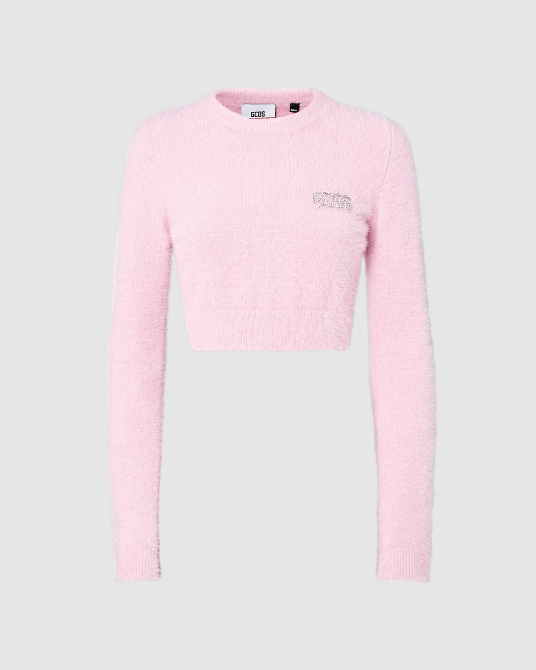 Gcds hairy cropped sweater: Women Knitwear Pink | GCDS