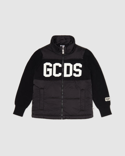 Gcds logo puffercoat: Boy Outerwear Black | GCDS