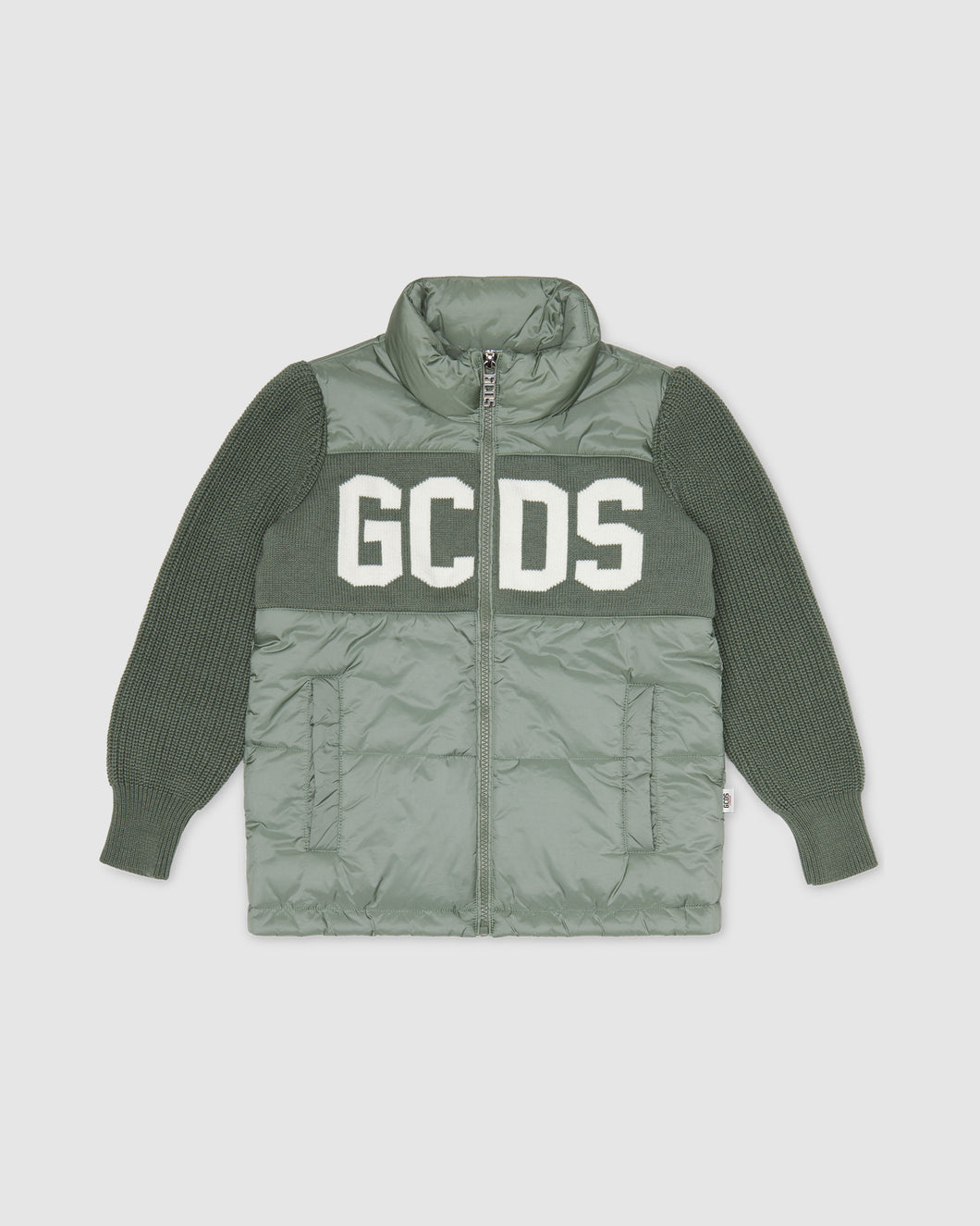 Gcds logo puffercoat: Boy Outerwear Green | GCDS
