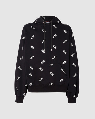 All-over logo regular hoodie: Men Hoodies Black | GCDS