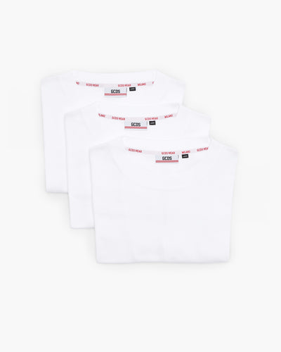 Three-Pack Cotton T-Shirt : Men T-shirts White | GCDS