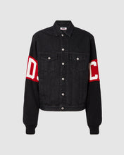 Load image into Gallery viewer, Knitted sleeves denim jacket: Men Outerwear Black | GCDS
