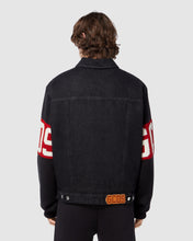 Load image into Gallery viewer, Knitted sleeves denim jacket: Men Outerwear Black | GCDS
