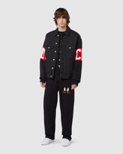 Load image into Gallery viewer, Knitted sleeves denim jacket: Men Outerwear Black | GCDS
