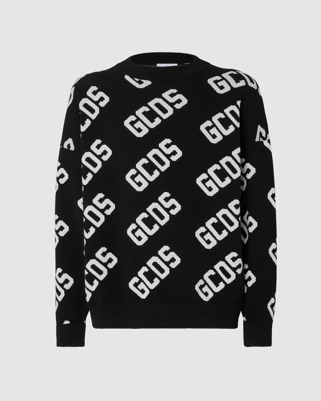 Gcds monogram jacquard sweater: Unisex Knitwear Black | GCDS