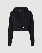 Load image into Gallery viewer, Embroidered Gcds logo cropped hoodie: Women Hoodies Black | GCDS
