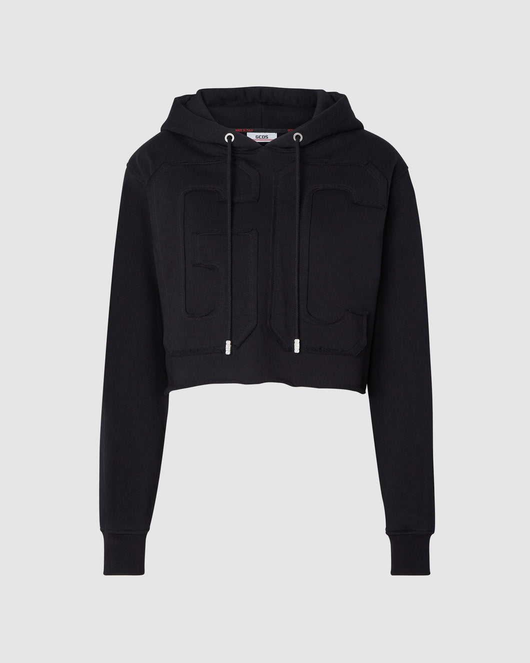 Embroidered Gcds logo cropped hoodie: Women Hoodies Black | GCDS