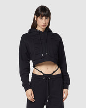 Load image into Gallery viewer, Embroidered Gcds logo cropped hoodie: Women Hoodies Black | GCDS
