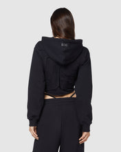 Load image into Gallery viewer, Embroidered Gcds logo cropped hoodie: Women Hoodies Black | GCDS
