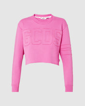 Load image into Gallery viewer, Gcds logo band cropped crewneck: Women Hoodies Fuchsia | GCDS
