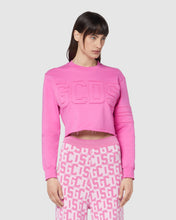 Load image into Gallery viewer, Gcds logo band cropped crewneck: Women Hoodies Fuchsia | GCDS

