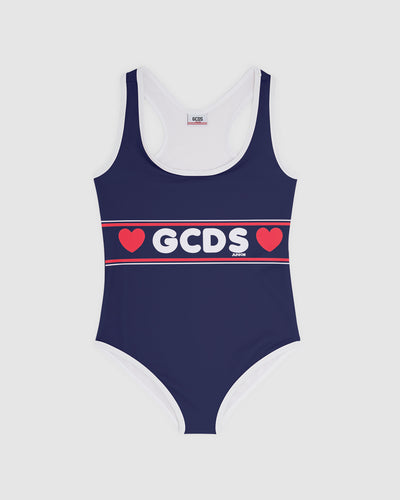 GCDS logo Swimsuit: Girl Swimwear  Dark Blue | GCDS