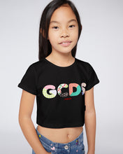 Load image into Gallery viewer, Crop logo Patchwork T-Shirt: Girl T-Shirts  Black | GCDS
