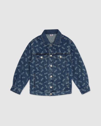 Allover GCDS logo denim jacket: Unisex  Outerwear  Light blue | GCDS