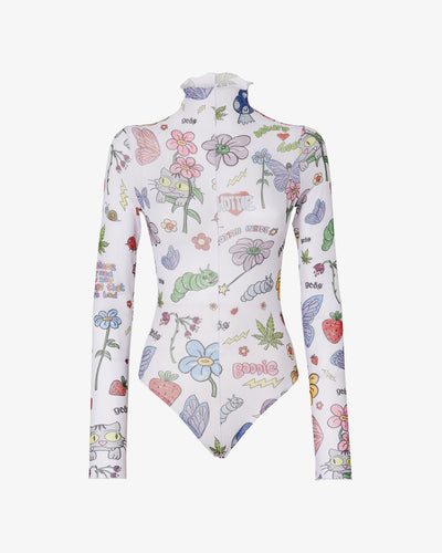Printed Tulle Bodysuit | Women Bodysuits Multicolor | GCDS®