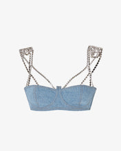 Load image into Gallery viewer, Gcds Bling Denim Bra | Women Tops Light Blue | GCDS®
