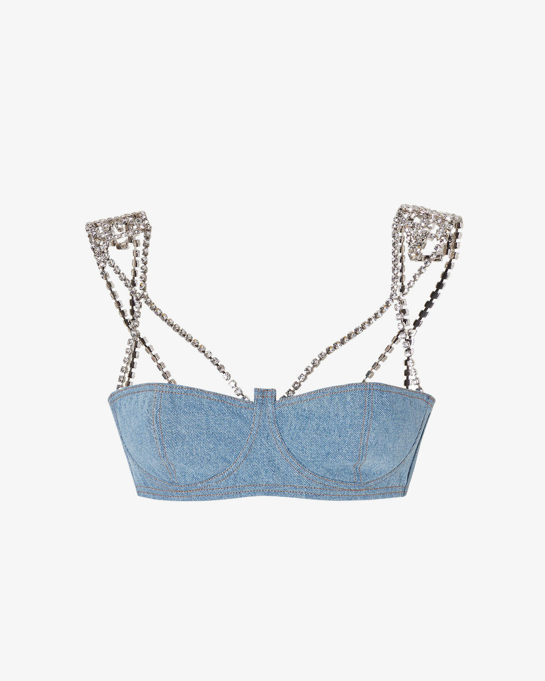 Gcds Bling Denim Bra | Women Tops Light Blue | GCDS®