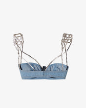 Load image into Gallery viewer, Gcds Bling Denim Bra | Women Tops Light Blue | GCDS®
