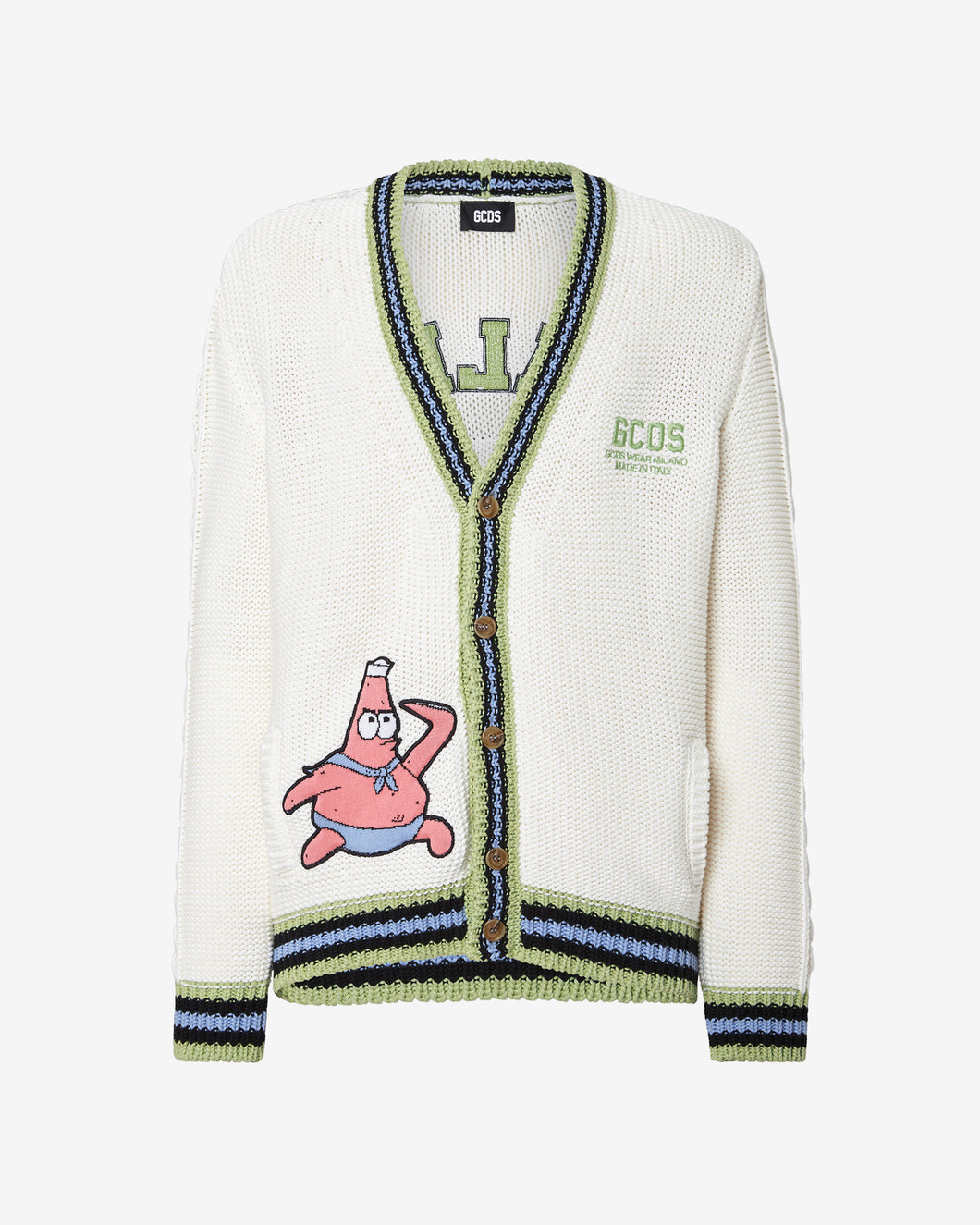 Spongebob Italico Knitted Cardigan : Men Knitwear Off White | GCDS