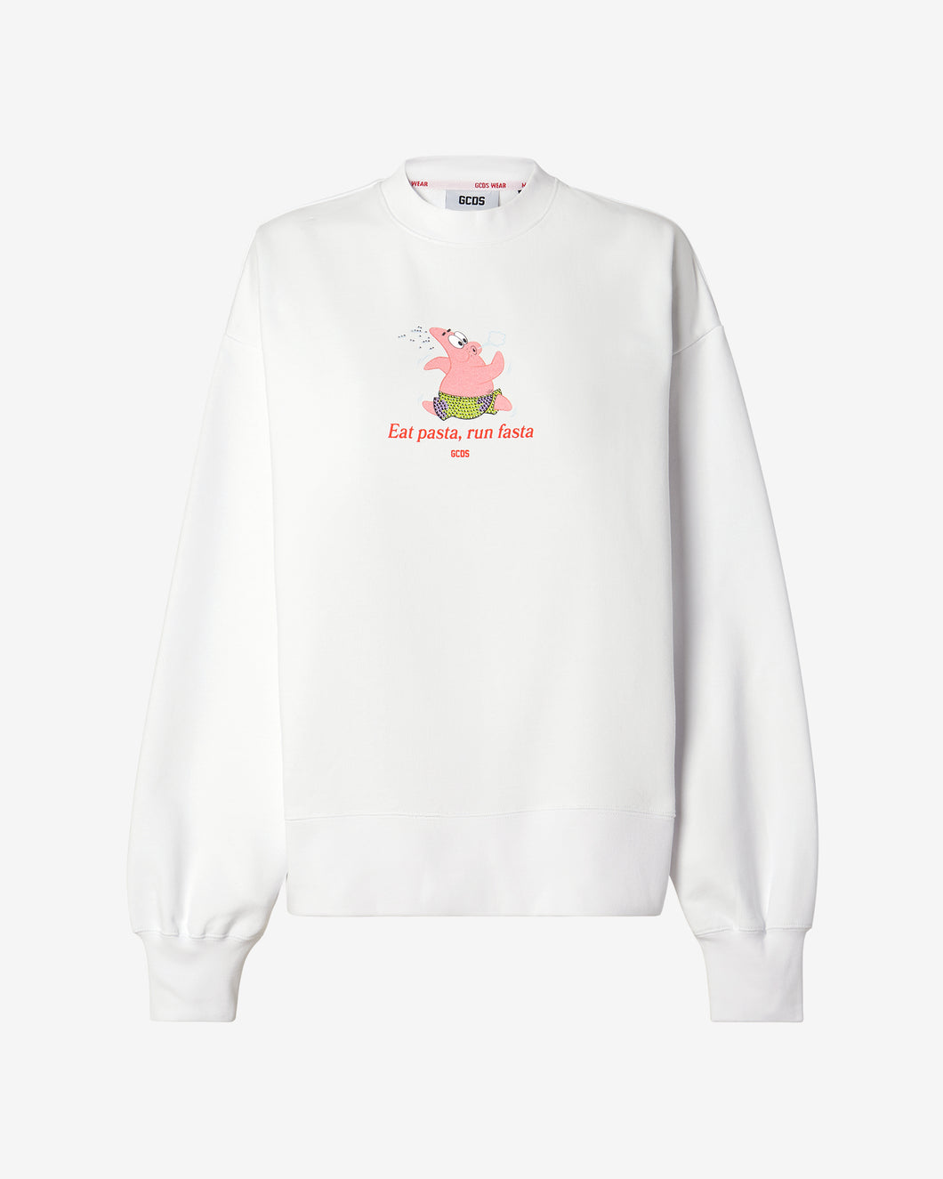 Spongebob Patrick Eat Pasta Crewneck : Women Hoodie White | GCDS