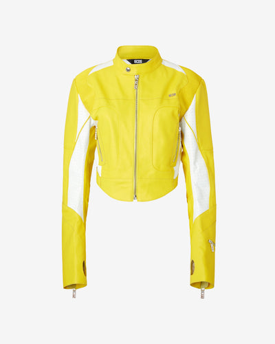 Spongebob Leather Jacket : Women Outerwear Yellow | GCDS