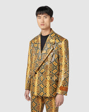 Load image into Gallery viewer, Double-breasted snake faux leather blazer: Men Outerwear Yellow | GCDS
