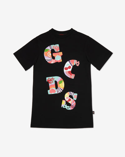 Junior Gcds Patchwork T-Shirt Dress: Girl Dresses Black | GCDS Spring/Summer 2023