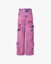 Load image into Gallery viewer, Bleached Ultracargo Denim Trousers : Men Trousers Fuchsia | GCDS Spring/Summer 2023
