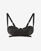 Load image into Gallery viewer, Pinstrip Bra : Women Tops Black | GCDS Spring/Summer 2023
