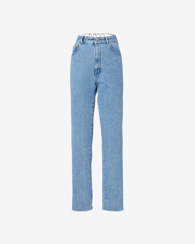 Choker Denim Trousers : Women Trousers New Light Blue | GCDS Spring/Summer 2023