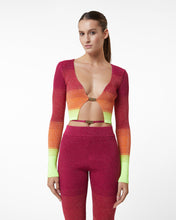 Load image into Gallery viewer, Lurex Degradé Mini Cardigan : Women Knitwear Fuchsia | GCDS Spring/Summer 2023
