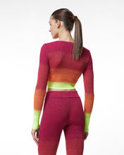 Load image into Gallery viewer, Lurex Degradé Mini Cardigan : Women Knitwear Fuchsia | GCDS Spring/Summer 2023
