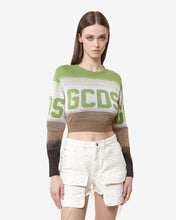 Load image into Gallery viewer, Lurex Degradé Cropped Sweater : Women Knitwear Military Green | GCDS Spring/Summer 2023
