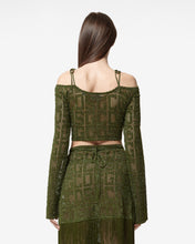 Load image into Gallery viewer, Gcds Monogram Macramé Sweater : Women Knitwear Military Green | GCDS Spring/Summer 2023
