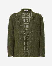 Load image into Gallery viewer, Gcds Monogram Macramé Shirt : Women Knitwear Military Green | GCDS Spring/Summer 2023
